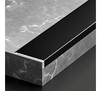 Profilo di Transizione Pavimento in Alluminio Striscia Soglia Ideale per Compensare il Dislivello Tra Pavimenti e Porte Superficie Piatta, Facile da Installare e Pulire(Nero opaco,20mmx7.5mmx0.9m)