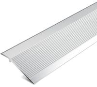 Profilo di transizione per pavimenti irregolari, canale di riduzione in alluminio antiscivolo per l'apertura della porta per balcone interno, battiscopa scanalata extra larga 10 cm (argento, 120 cm