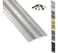 Profilo di Transizione Piatto per Pavimenti in Alluminio Larghezza 6cm | Strisce di Soglia Listello di Transizione per Porta e Riempimento Fessure Parquet e Piastrelle(Silver,60mmx80cm)