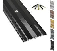 Profilo di Transizione Piatto per Pavimenti in Alluminio Larghezza 6cm | Strisce di Soglia Listello di Transizione per Porta e Riempimento Fessure Parquet e Piastrelle(Black,60mmx150cm)