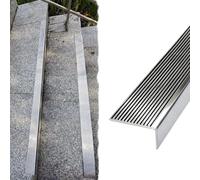 Profilo di Transizione Profilo Gradini Extra Lungo Largo Calcestruzzo/Cemento/Piastrelle Esterno, Striscia Protettiva Pedata A L Protettore, Acciaio Inossidabile 304(L-140cm(55"),W-3cm(1.18"))