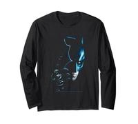 Profilo facciale Blu della sagoma della Maschera Batman del Cavaliere Oscuro Maglia a Manica