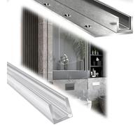 Profilo Fisso in Vetro Profilo di Fissaggio Profondo per Vetro con Sede | Profilo di Fissaggio a Pavimento / Parete per Vetrate Doccia Walk-in in Spazi Commerciali(W 12.1mm/0.47in,L 1.5m/59in)