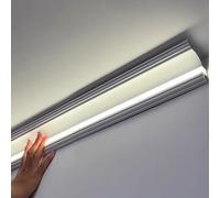 Profilo in alluminio a LED per modanatura a corona, 2,2 m, impermeabile, illuminazione a binario a LED per soffitto decorazione indiretta, perfetta per soggiorno