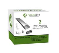 PROFILO IN ALLUMINIO LP1030 IN BARRE DA 2 METRI PER DOPPIA STRISCIA A LED CON COVER OPACA O TRASPARENTE TAPPI E GANCI DI MONTAGGIO INCLUSI (2 BARRE DA 2 MT (4MT), COVER TRASPARENTE)