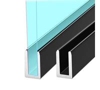 Profilo in alluminio per porta della doccia, profilo a U per pannello di vetro, modanatura a specchio, 1 m di lunghezza e 10 mm di larghezza