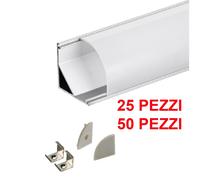 Profilo in alluminio per strip led angolare 25 pezzi / 50 metri lineari [EEK: A+]