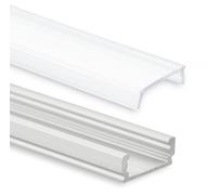 Profilo in alluminio per strisce LED, 17 x 7 mm, colore argento, con copertura in bianco opale