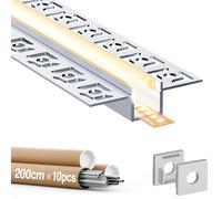 Profilo LED Cartongesso 10 × 2M (Totale 40M), Profilo Alluminio per Strisce Led, Canalina led con Diffusore, Dimensioni 55.5 x 14.9mm, Compatibile con Strisce led fino a 12mm (SA03, 10*2M(Totale 20M))