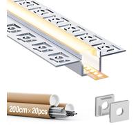 Profilo LED Cartongesso 20 × 2M (Totale 40M), Profilo Alluminio per Strisce Led, Canalina led con Diffusore, Dimensioni 55.5 x 14.9mm, Compatibile con Strisce led fino a 12mm (SA03, 20*2M(Totale 40M))