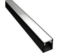 Profilo LED da 2 m, colore nero, 7,8 x 9 mm, per strisce LED fino a 5 mm di larghezza + copertura (profilo da 2 m, copertura opaca)