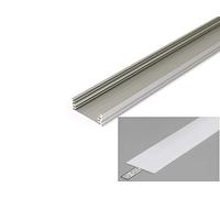 Profilo LED MEC Light da 3,2 cm di larghezza in alluminio anodizzato per strisce LED da 2 m con copertura effetto opalino resistente ai raggi UV, per strisce LED fino a max. 29,8 mm. (Argento, 2 m