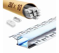 Profilo LED per cartongesso, 2 m, profilo per cartongesso in alluminio con diffusore per una distribuzione uniforme della luce, ideale come canale LED per strisce fino a 20 mm, profilo in alluminio