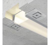 Profilo Led piatto U Feat per strisce Led 12-24V da incasso 2 metri in alluminio M LEDME