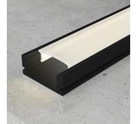 Profilo Led piatto U Sid Nero laccato per strisce Led 12-24V a superfice 2 metri in alluminio M LEDME
