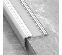 Profilo Para Gradino Angolare in Alluminio Forma a L per Scale, Striscia Angolare - Antiscivolo Angolo delle Scales per Laminato e Parquet(Silver,3.2x90cm)