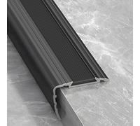 Profilo Para Gradino Angolare in Alluminio Forma a L per Scale, Striscia Angolare - Antiscivolo Angolo delle Scales per Laminato e Parquet(Black,4.3x90cm)