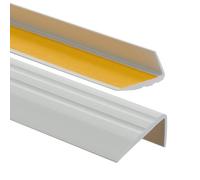 Profilo per bordi scale 50mmx25mm, 100 cm - Profilo angolare in PVC autoadesivo, Paraspigolo - Strisce antiscivolo per gradini - Grigio Chiaro