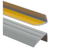 Profilo per bordi scale 50mmx25mm, 100 cm - Profilo angolare in PVC autoadesivo, Paraspigolo - Strisce antiscivolo per gradini - Grigio