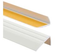 Profilo per bordi scale 50mmx25mm, 100 cm - Profilo angolare in PVC autoadesivo, Paraspigolo - Strisce antiscivolo per gradini - Bianco