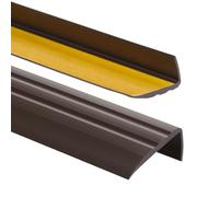 Profilo per bordi scale 50mmx25mm, 100 cm - Profilo angolare in PVC autoadesivo, Paraspigolo - Strisce antiscivolo per gradini - Marrone scuro