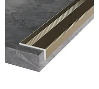 Profilo per bordi scale in alluminio 90/134 cm, autoadesivo, a forma di L, antiscivolo, Profilo angolare per gradini interni ed esterni(Champagne,2x0.4x100cm)