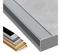 Profilo Per Bordi Scale In Alluminio Autoadesivo Per Interni Ed Esterni | 80/100/130/150cm Profilo per Gradini Paraspigolo Profilo Angolare Antiscivolo a Forma di L(Gray,3x5x120cm)