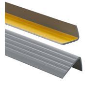 Profilo per bordi scale - Profilo angolare in PVC autoadesivo 41mm x 25mm, Paraspigolo - Strisce antiscivolo per gradini, 130cm, Argento