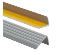 Profilo per bordi scale - Profilo angolare in PVC autoadesivo 41mm x 25mm, Paraspigolo - Strisce antiscivolo per gradini, 200cm, Grigio