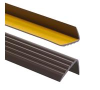 Profilo per bordi scale - Profilo angolare in PVC autoadesivo 41mm x 25mm, Paraspigolo - Strisce antiscivolo per gradini, 90cm, Marrone scuro