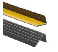 Profilo per bordi scale - Profilo angolare in PVC autoadesivo 41mm x 25mm, Paraspigolo - Strisce antiscivolo per gradini, 130cm, Nero