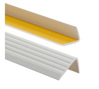 Profilo per bordi scale - Profilo angolare in PVC autoadesivo 41mm x 25mm, Paraspigolo - Strisce antiscivolo per gradini, 150cm, Grigio chiaro