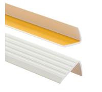 Profilo per bordi scale - Profilo angolare in PVC autoadesivo 41mm x 25mm, Paraspigolo - Strisce antiscivolo per gradini, 90cm, Bianco