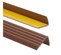 Profilo per bordi scale - Profilo angolare in PVC autoadesivo 41mm x 25mm, Paraspigolo - Strisce antiscivolo per gradini, 130cm, Marrone
