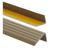 Profilo per bordi scale - Profilo angolare in PVC autoadesivo 41mm x 25mm, Paraspigolo - Strisce antiscivolo per gradini, 200cm, Ottone