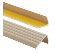 Profilo per bordi scale - Profilo angolare in PVC autoadesivo 41mm x 25mm, Paraspigolo - Strisce antiscivolo per gradini, 200cm, Beige