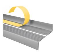 Profilo per bordi scale - Profilo angolare in PVC autoadesivo, Paraspigolo - Strisce antiscivolo per gradini - 40x25mm, Argento, 130cm