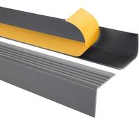 Profilo per bordi scale - Profilo angolare in PVC autoadesivo, Paraspigolo - Strisce antiscivolo per gradini - RGP 50x42mm, grigio scuro, 90cm