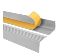 Profilo per bordi scale - Profilo angolare in PVC autoadesivo, Paraspigolo - Strisce antiscivolo per gradini - RGP 50x42mm, grigio chiaro, 200cm