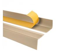 Profilo per bordi scale - Profilo angolare in PVC autoadesivo, Paraspigolo - Strisce antiscivolo per gradini - RGP 50x42mm, beige, 180cm