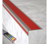 Profilo per Bordi Scale, Profilo Angolare, Profilo Angolare Adesivo, Larghezza 5 Cm, 7 Cm, Materiale PVC, per Scale Interne ed Esterne(Red,120x5x2.5cm/47x2x1in)
