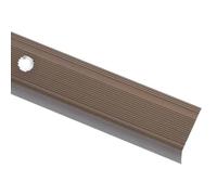 Profilo per gradini a forma di L, in alluminio, 100 cm, marrone, antiscivolo, con strato in plastica, fori preforati per un facile montaggio, con tasselli e viti