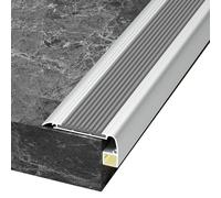 Profilo per Gradini con Canalina LED, Profilo per Bordi Scale con Strisce in Gomma, Profilo Angolare Strisce Antiscivolo per Gradini(Gray,100cm/39in)