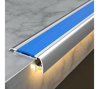 Profilo per Gradini in Lega di Alluminio, Striscia Antiscivolo con Fessura per Luce LED, Profilo per Gradini per Cinema, Hotel, Casa E Scuola., Blue, 60x25mm