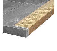 Profilo per gradini in metallo 90/134 cm, Profilo per bordi scale in alluminio scanalati a forma di L per interni ed esterni(Gold,90cm/35in)