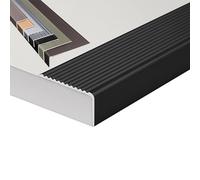 Profilo per Gradini in Metallo, Protezione per Bordi Scale in Alluminio, Profilo Angolare Paraspigolo Strisce Antiscivolo per Gradini(Zwart,70x30mm)