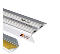 Profilo per gradini Power Grip | Profilo per scale con inserto in gomma antiscivolo | Preforato o autoadesivo | Materiale di montaggio incluso (90 x 4,2 x 2 cm | Autoadesivo, grigio)