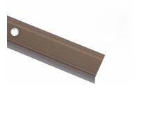 Profilo per scale, in alluminio, a forma di L, 15 pezzi, 90 cm, marrone, con inserto antiscivolo e fori preforati per un facile montaggio, con tasselli e viti