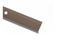 Profilo per scale, in alluminio, forma a L, 15 pezzi, 100 cm, marrone, con inserto antiscivolo e fori preforati per un facile montaggio, con tasselli e viti