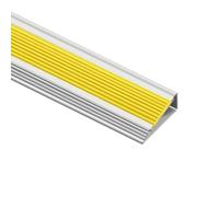 Profilo scala alluminio antiscivolo, striscia L rinforzata, montaggio autoadesivo facile, finitura decorativa, adatto a gradini piastrelle, legno, moquette(Yellow 50x21mm,1.4m/55in)